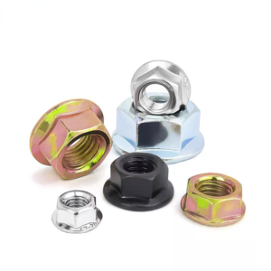 Custom Metric Serrated Hex Flange Nuts Zinc Plated Yellow Zinc Black Finish Flange Lock Nuts for Industrial Machinery and Automotive Fastening