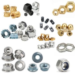 Custom Metric Nut Series: Hex Nuts, Flange Nuts, Lock Nuts, Square Nuts, Cap Nuts, and Threaded Inserts—Suitable for Industrial Fastening.