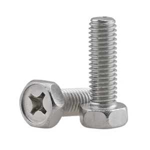 Stainless Steel 304 Hex Head Bolts with Phillips Drive | Cross Recess Hex Head Machine Screws for Industrial & Mechanical Fastening