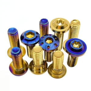 Burnt Blue Gold GR5 Titanium Large Flange Head Bolts M6 M8 M10 for Motorcycle Racing and Automotive Fastening
